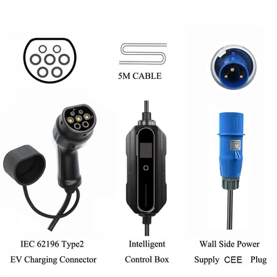Zwarte elektrische auto Home Portable Wallbox 10A 16A 20A 24A 32A Ev-oplader voor vervanging/reparatie