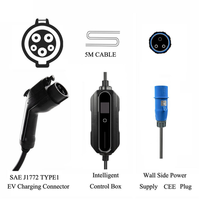 Zwarte elektrische auto Home Portable Wallbox 10A 16A 20A 24A 32A Ev-oplader voor vervanging/reparatie
