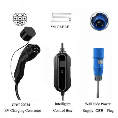 Zwarte elektrische auto Home Portable Wallbox 10A 16A 20A 24A 32A Ev-oplader voor vervanging/reparatie