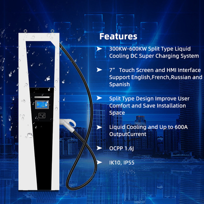 Inlaatfrequentie 40-60Hz Uitgangsstroom 500A Split Type EV Ultra-snel oplaadstation