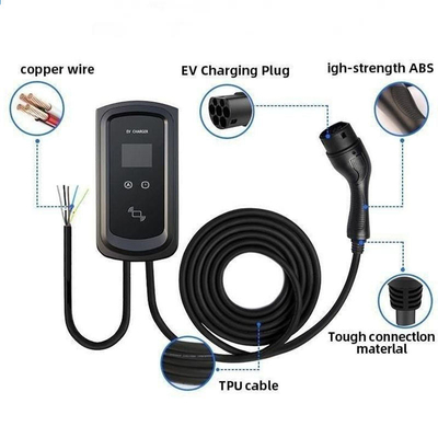 5M Type 2 TPU Jacket elektrische auto EV-oplader met LED-scherm en Type2 interface standaard