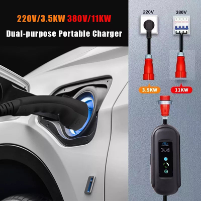 Fabrikanten Verkoop 16A Type2 5M of op maat gemaakte laadkabel Draagbare EV-oplader met IP 66